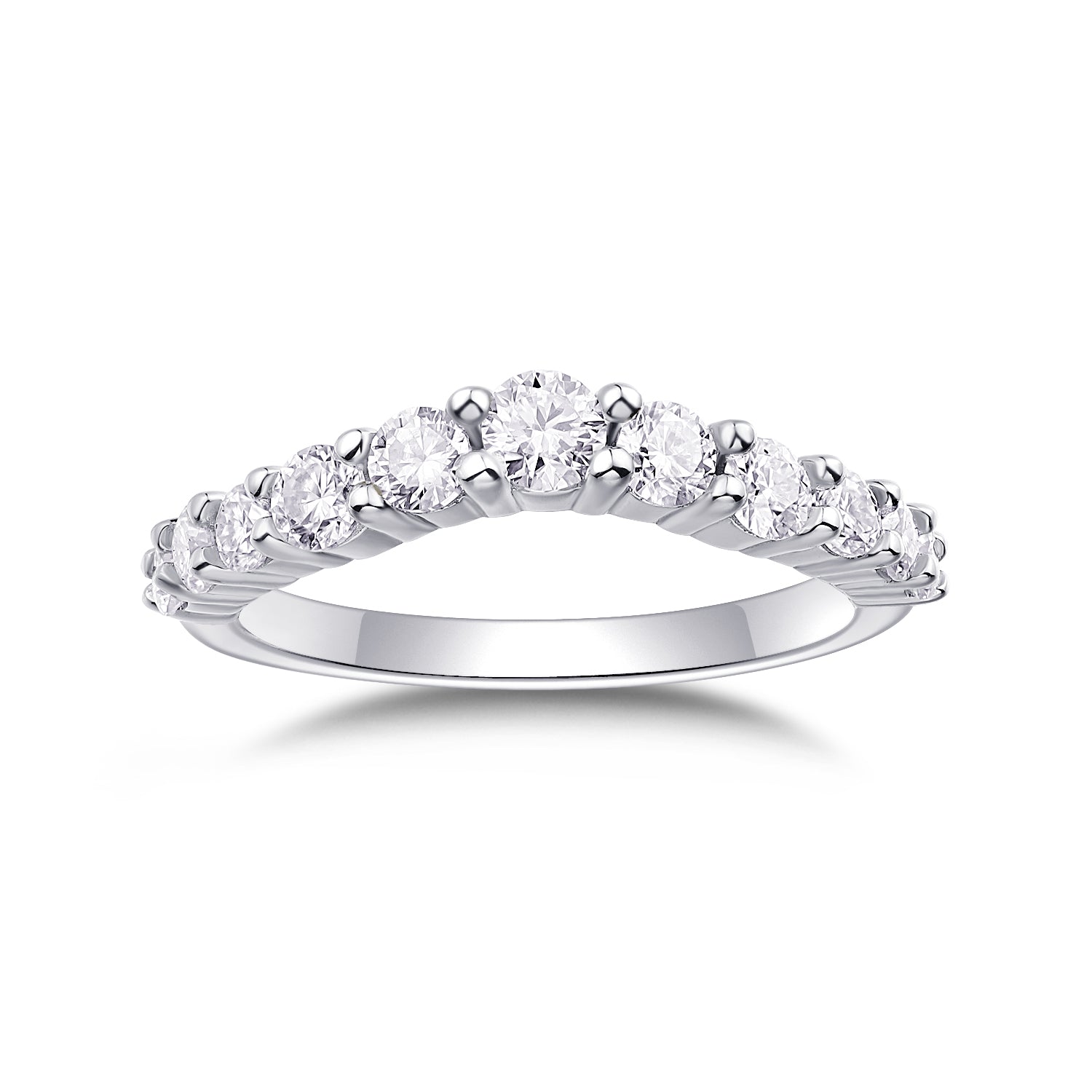 Crown Moissanite Ring - 925 Sterling Silver Wedding Band