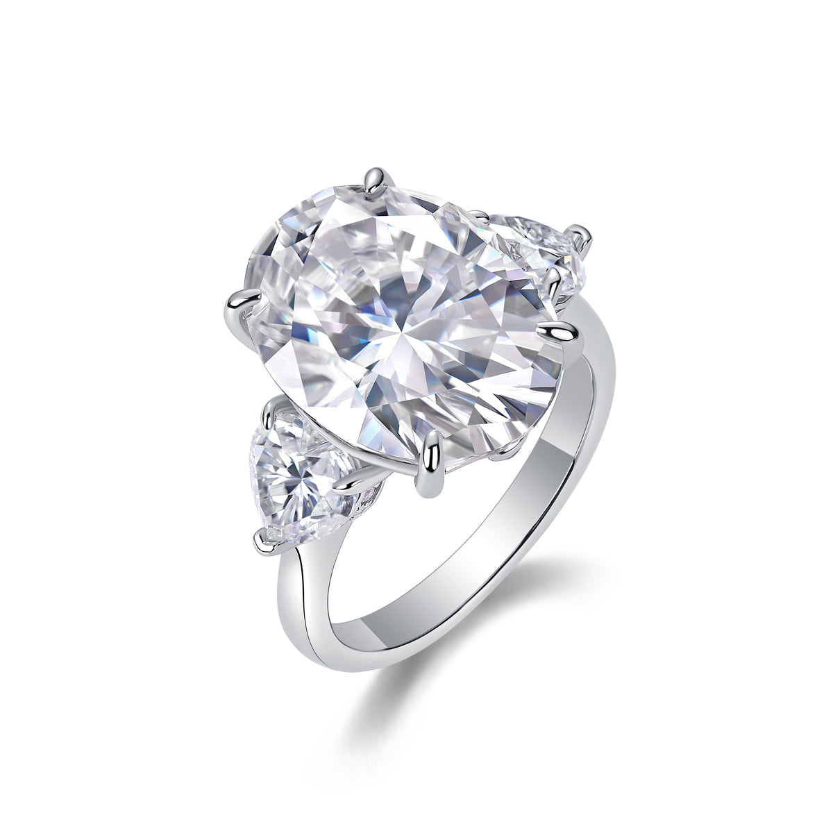 Oval Moissanite Platinum-Plated S925 Sterling Silver Ring