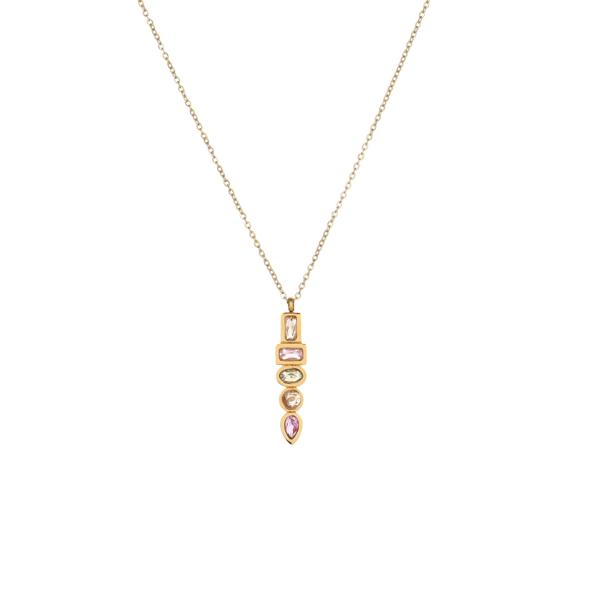 European And American Fashion Special-interest Color Zircon Star Pendant Stainless Steel Necklace