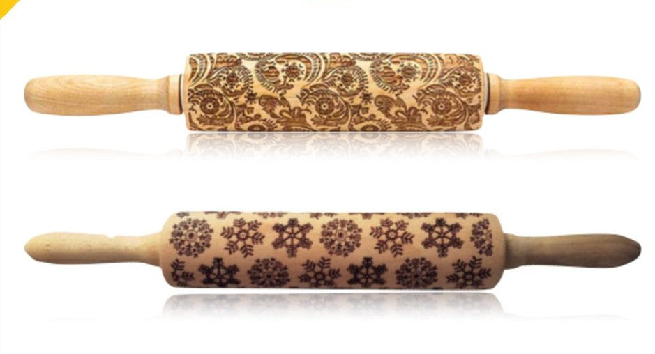 Embossed Holiday Rolling Pin - Various Designs and Sizes