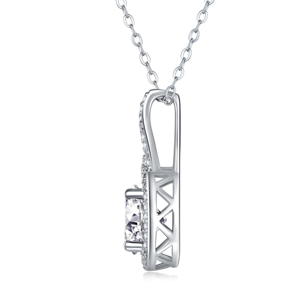 2 Carat Moissanite Necklace - S925 Sterling Silver Platinum-Plated with Chain