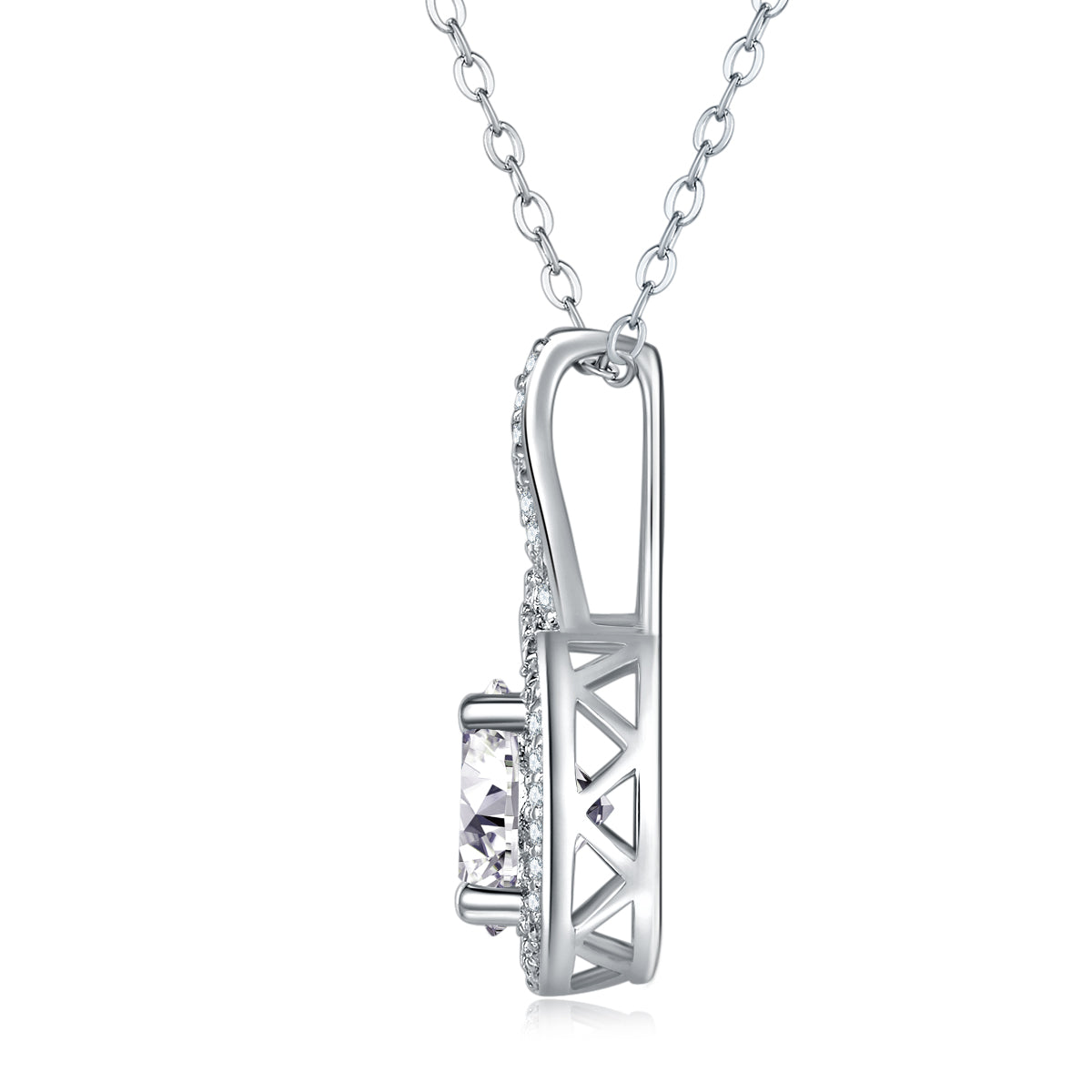 2 Carat Moissanite Necklace - S925 Sterling Silver Platinum-Plated with Chain