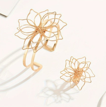 Geometric Flower Ring & Bracelet Set