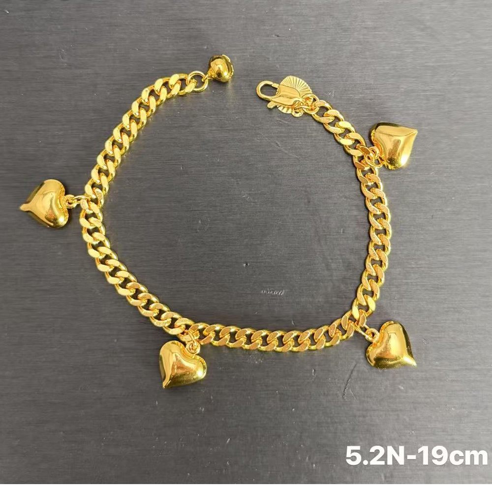 Multi Heart 24K Gold Filled Bracelet