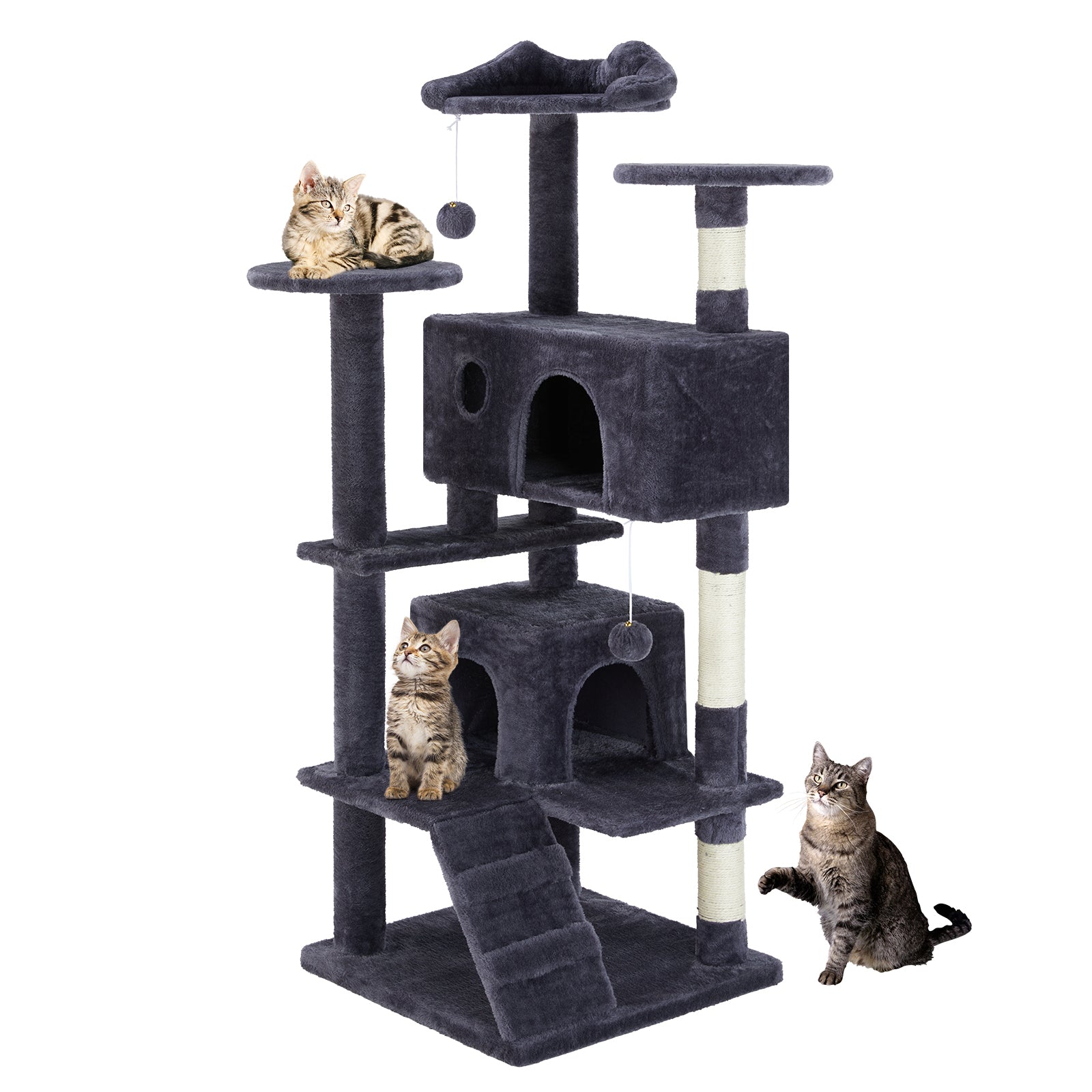 54" Multi-Level Cat Tree Tower with Scratching Posts