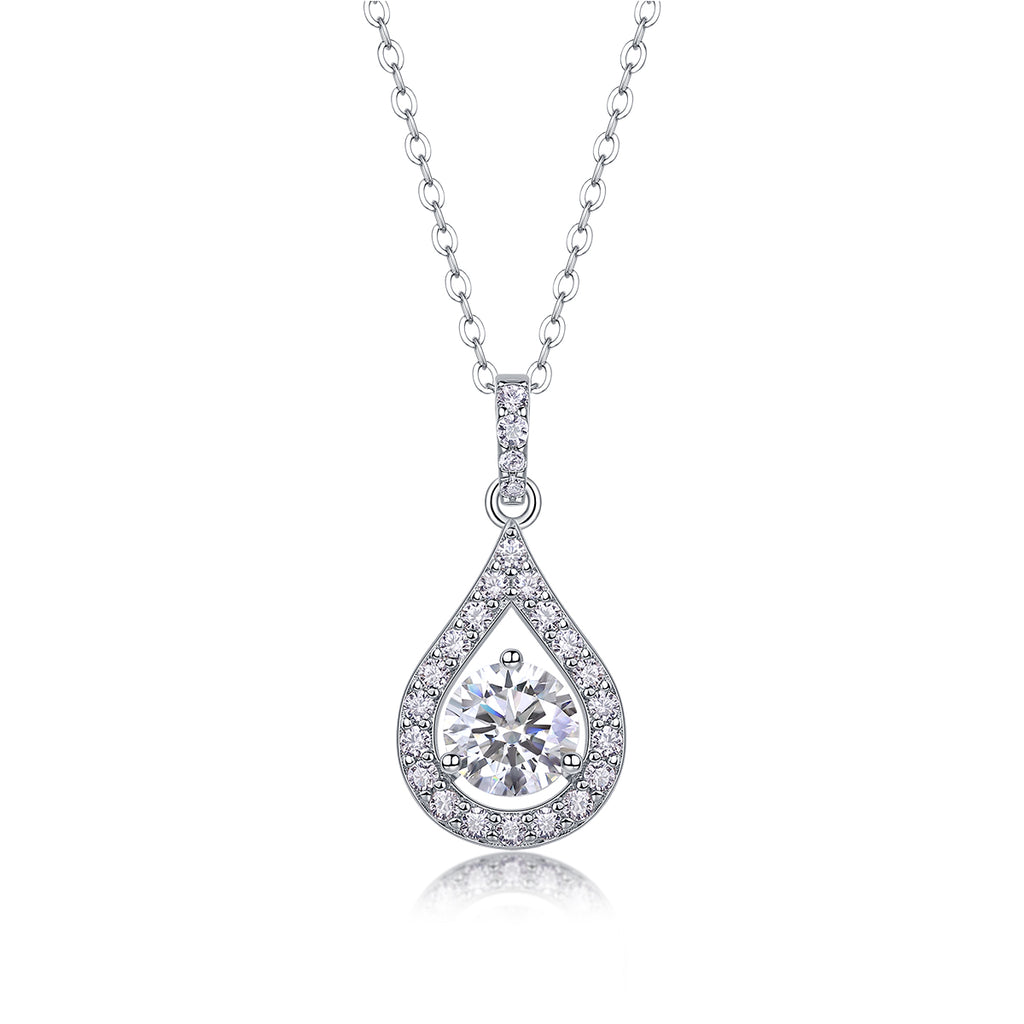 1CT Moissanite Heart Charm Pendant Necklace