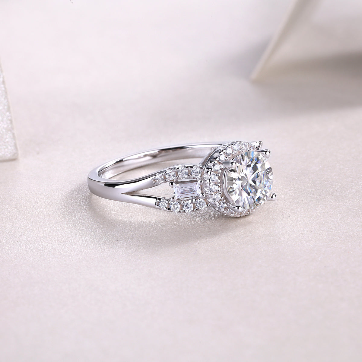 Large Solitaire Moissanite Wedding Ring in S925 Sterling Silver