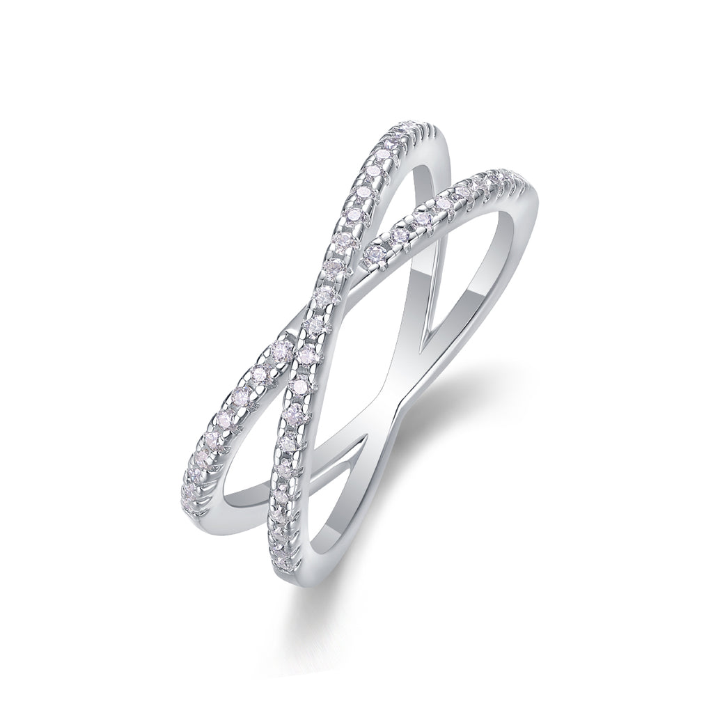 Double Band Moissanite Sterling Silver Ring