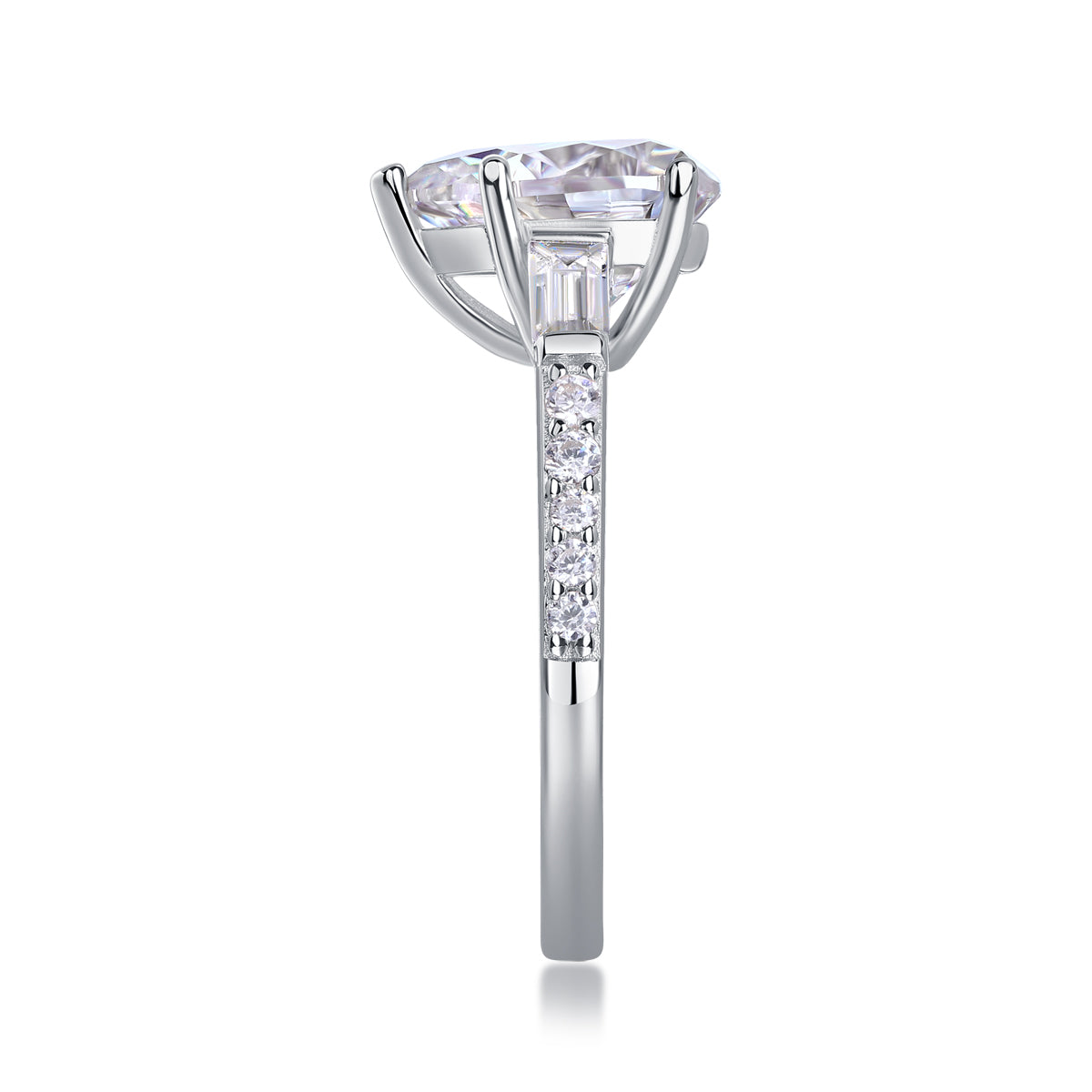 Pear-Shaped Moissanite Sterling Silver Ring