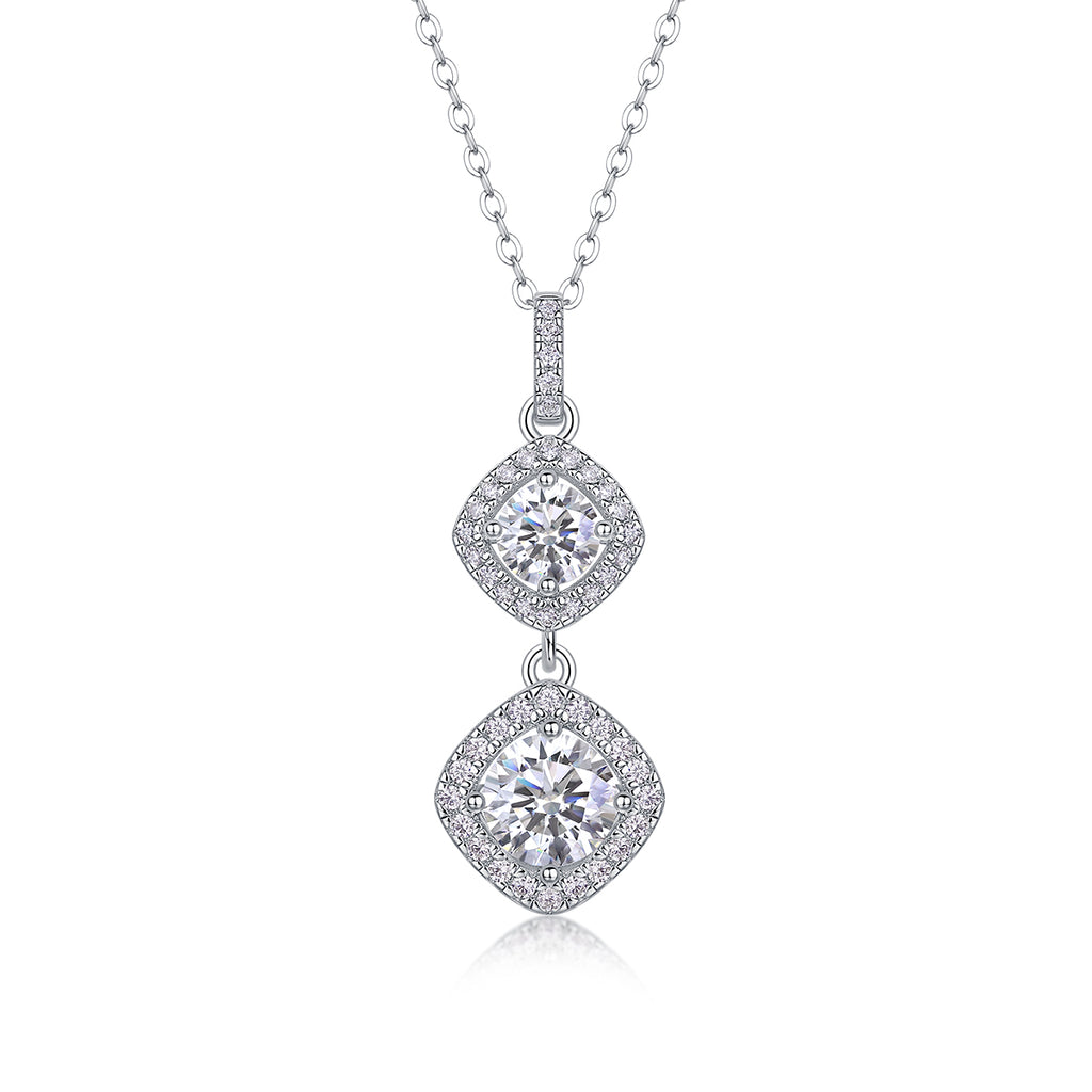 1 Carat Moissanite Necklace - S925 Sterling Silver Platinum-Plated with Chain