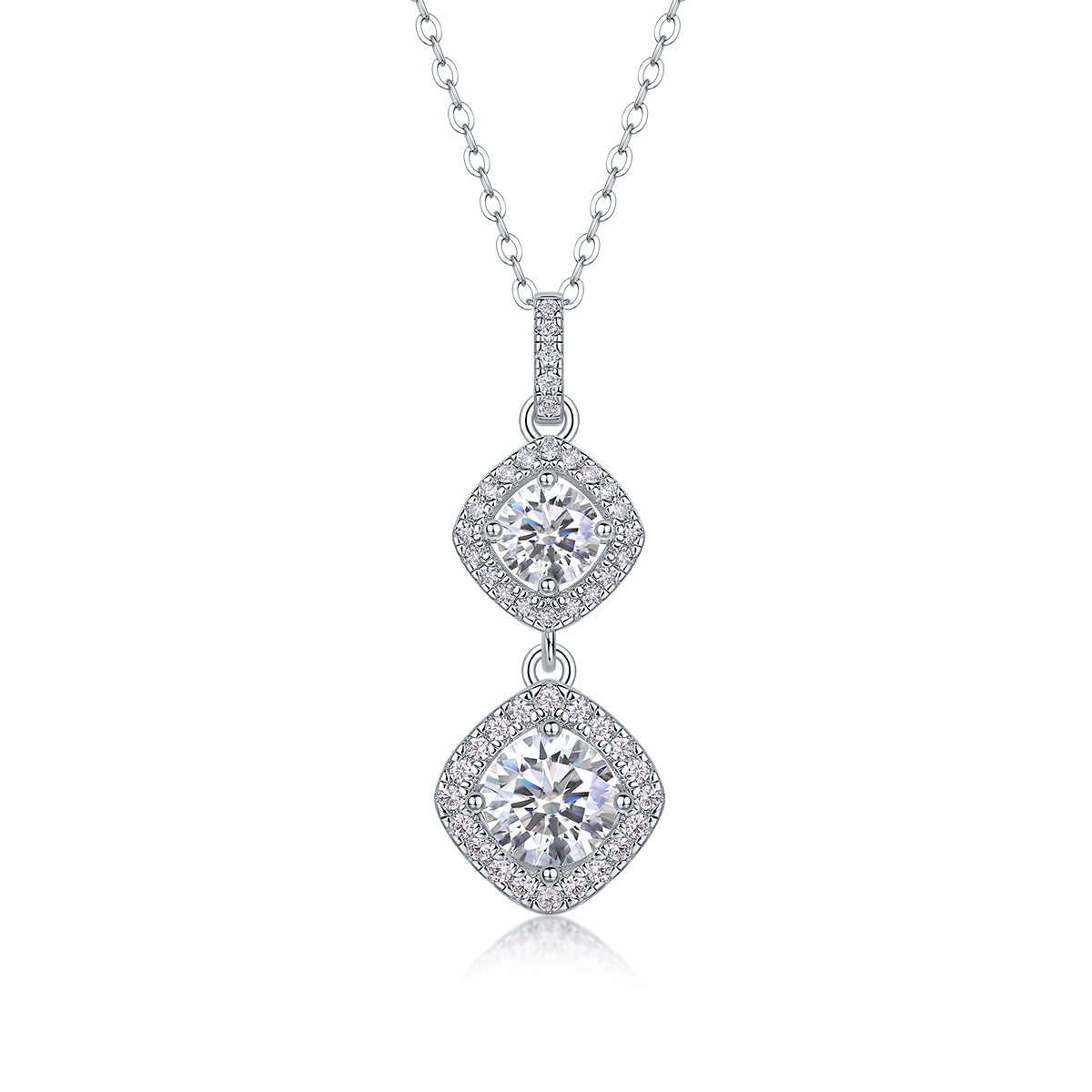 1 Carat Moissanite Necklace - S925 Sterling Silver Platinum-Plated with Chain