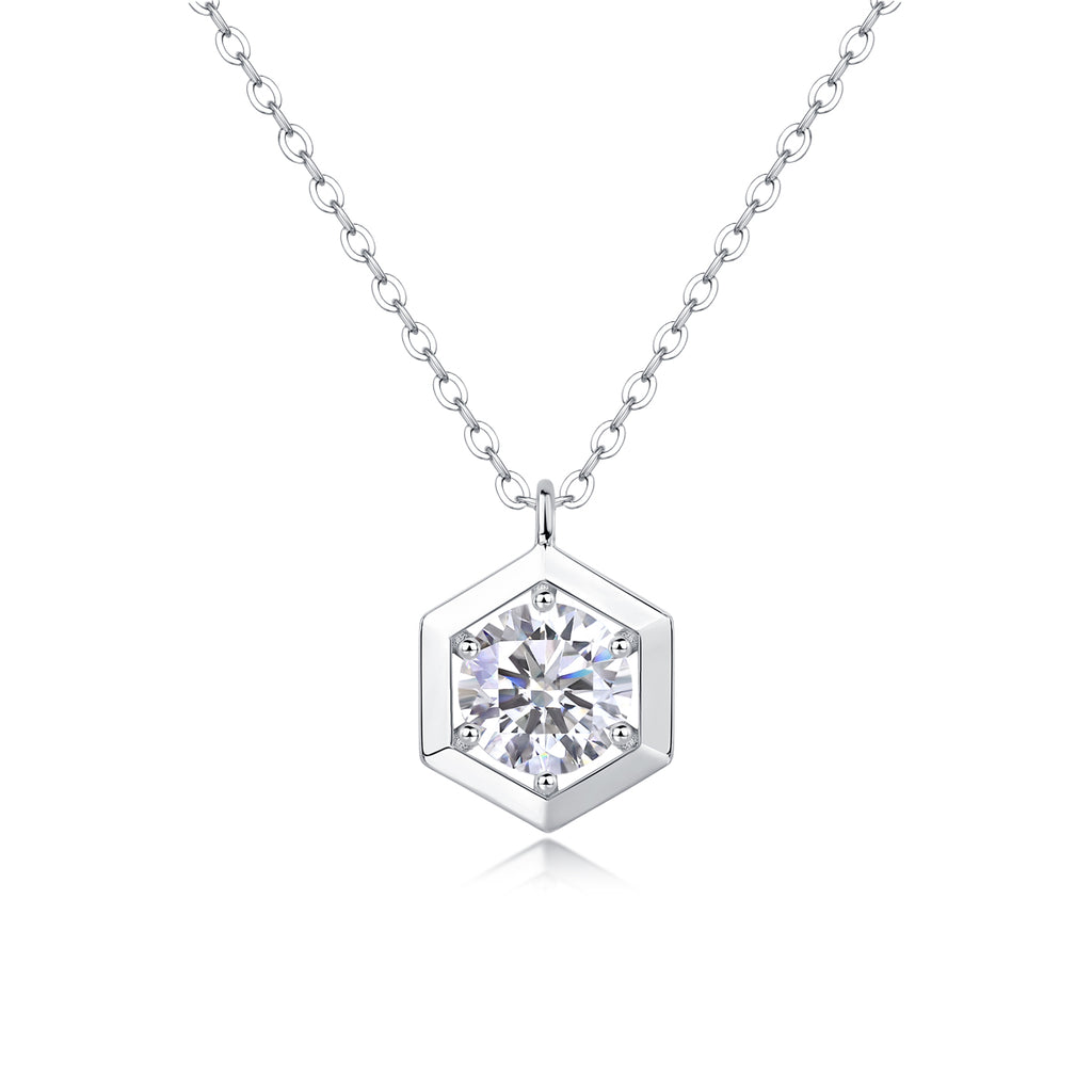 1 Carat Moissanite Necklace - S925 Sterling Silver with Chain