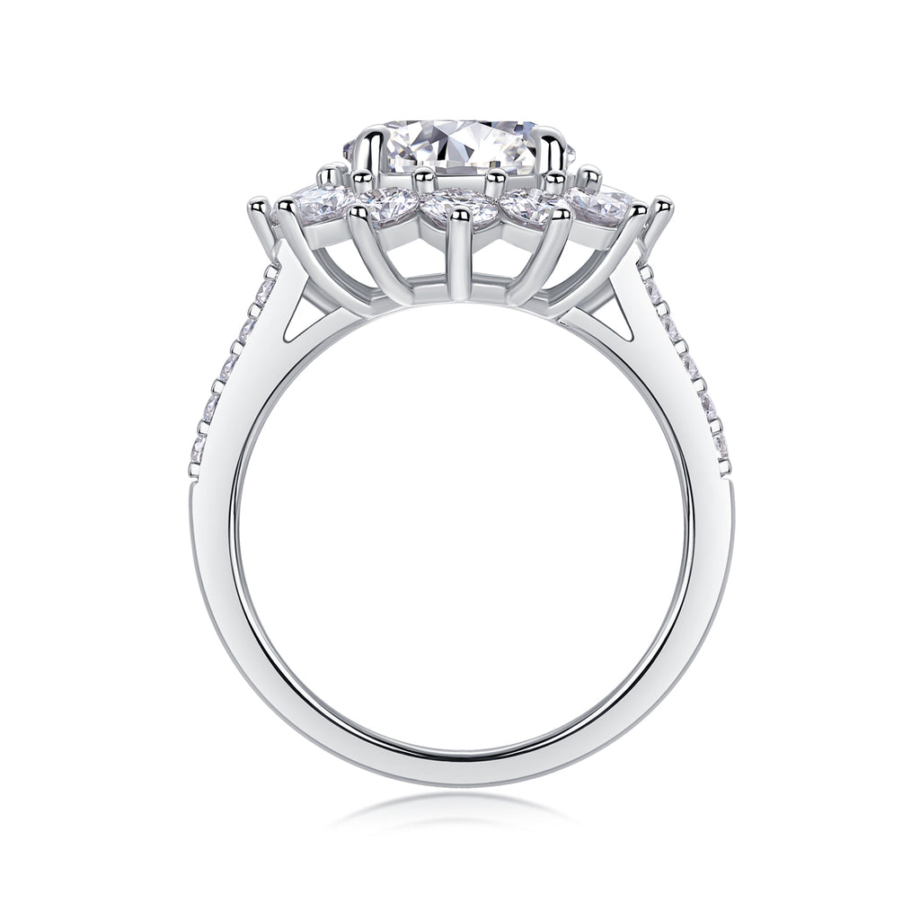 Sunflower 3-Carat Moissanite Bezel Ring in Platinum-Plated S925 Sterling Silver