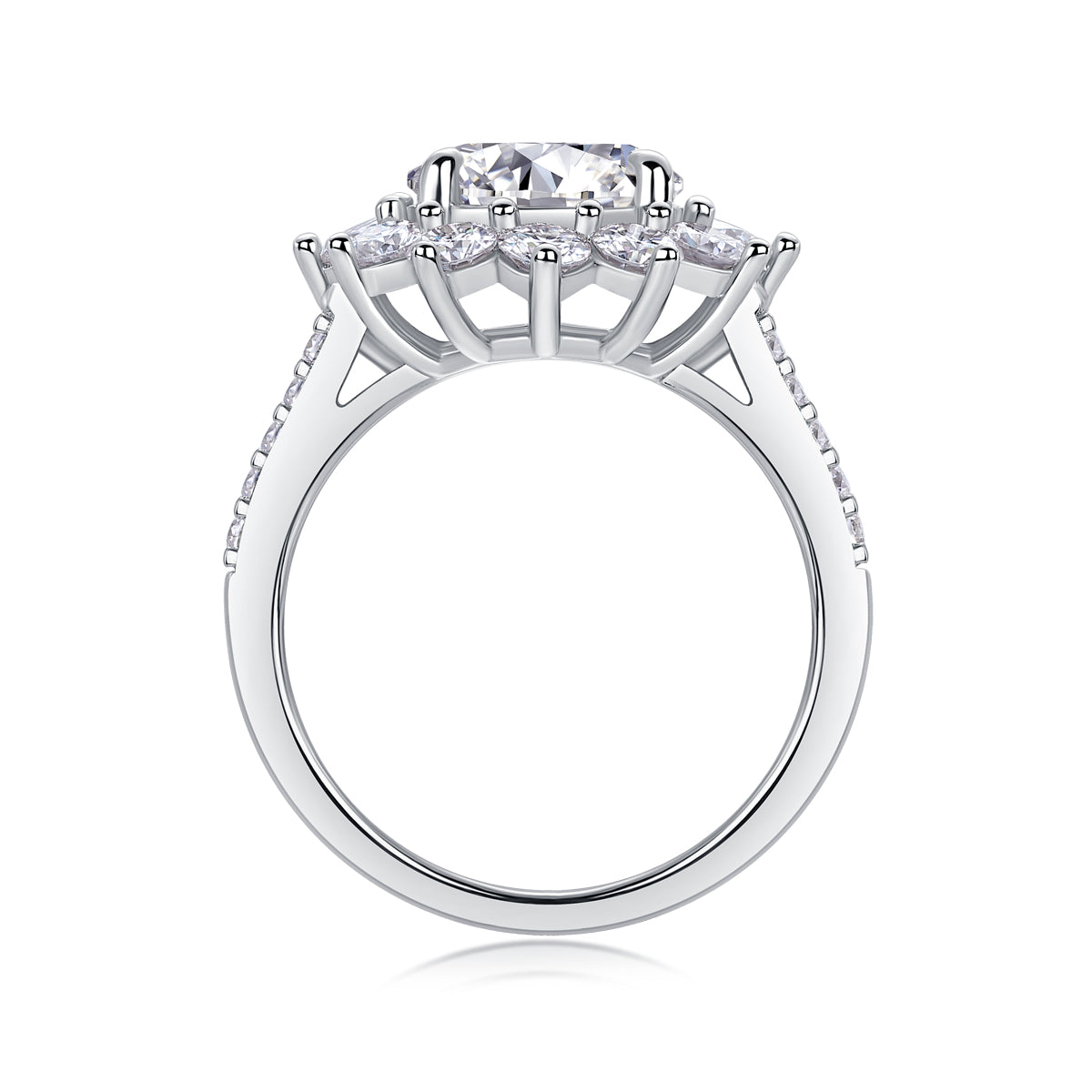 Sunflower 3-Carat Moissanite Bezel Ring in Platinum-Plated S925 Sterling Silver