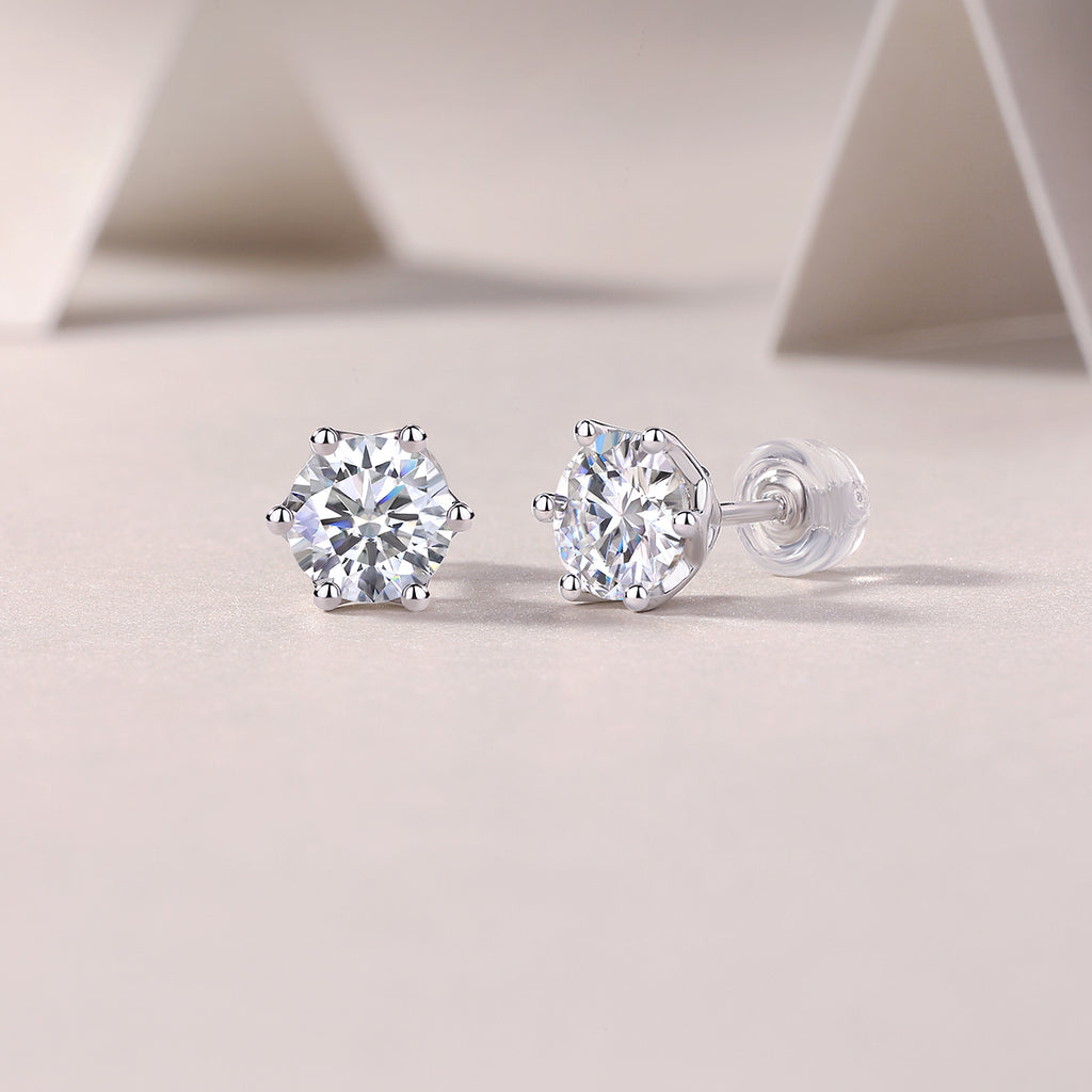 Freehand Flower Moissanite Stud Earrings — S925 Sterling Silver, 0.5ct / 1ct / 2ct / 3ct