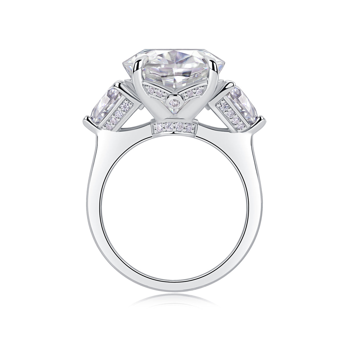 Oval Moissanite Platinum-Plated S925 Sterling Silver Ring