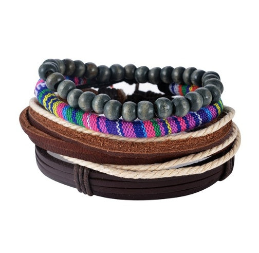 Leather Multilayer Bead Wrap Bracelet
