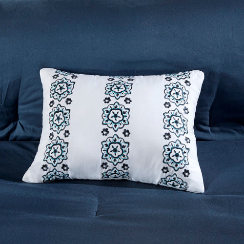 Queen Boho Comforter & Sheet Set - Navy Medallion Print Bedding