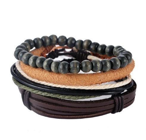Leather Multilayer Bead Wrap Bracelet