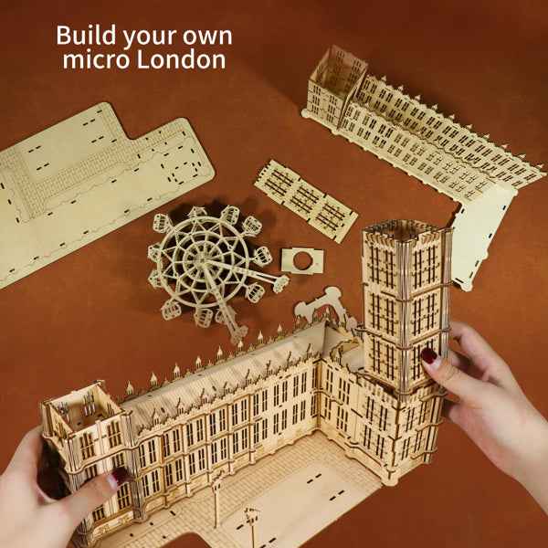 3D Wooden Big Ben Puzzle Kit with Working Desktop Clock