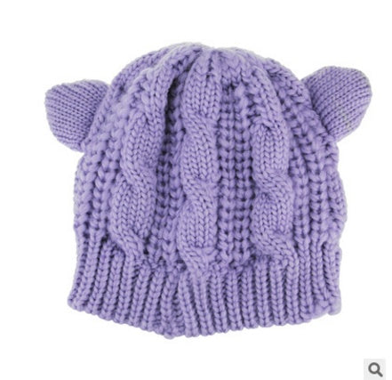 Handmade 3D Cute Knitted Cat Ear Beanie - Various Colors