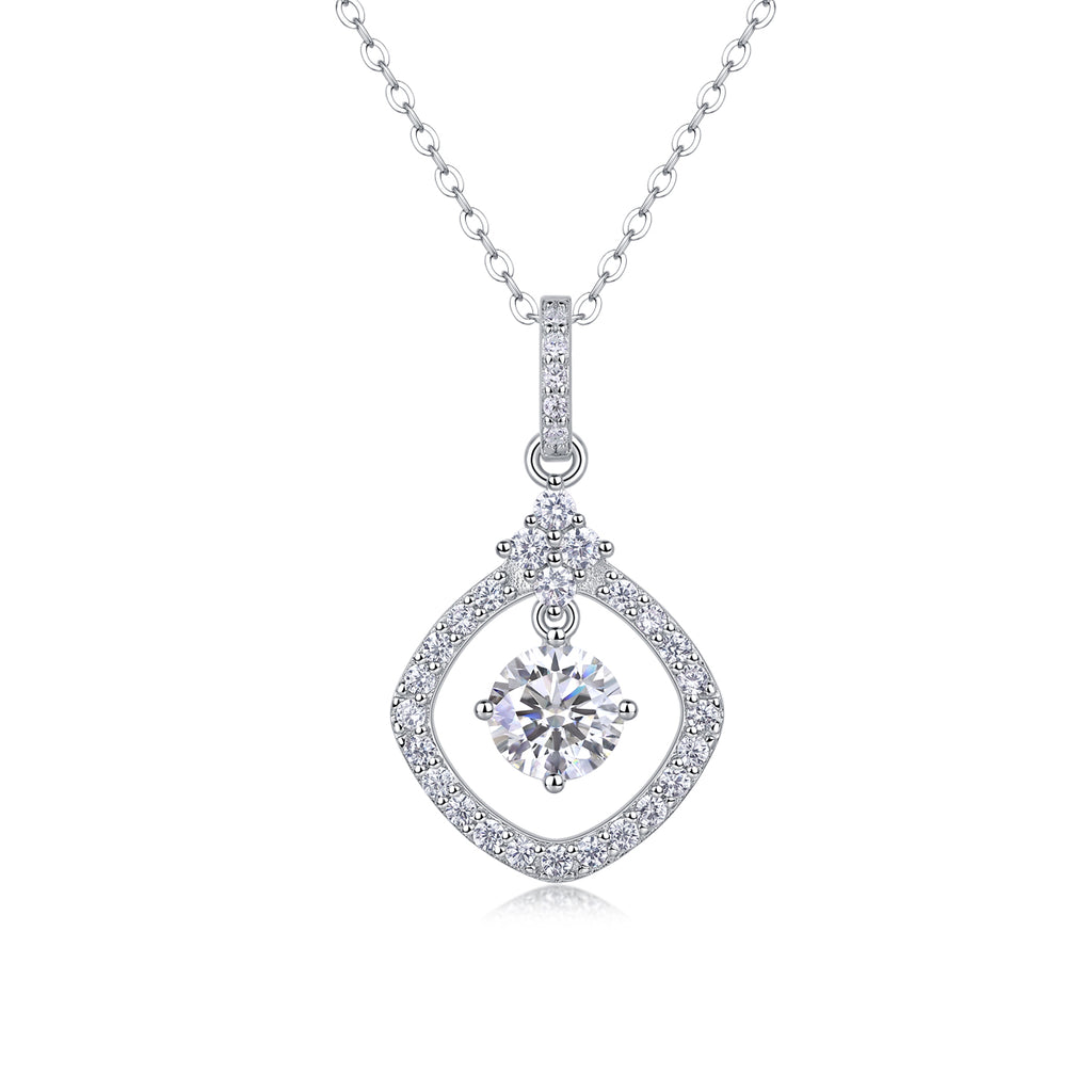 1CT Moissanite Heart-to-Heart Pendant Necklace
