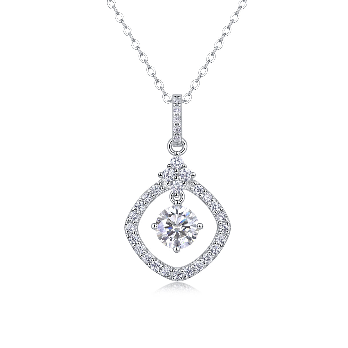 1CT Moissanite Heart-to-Heart Pendant Necklace