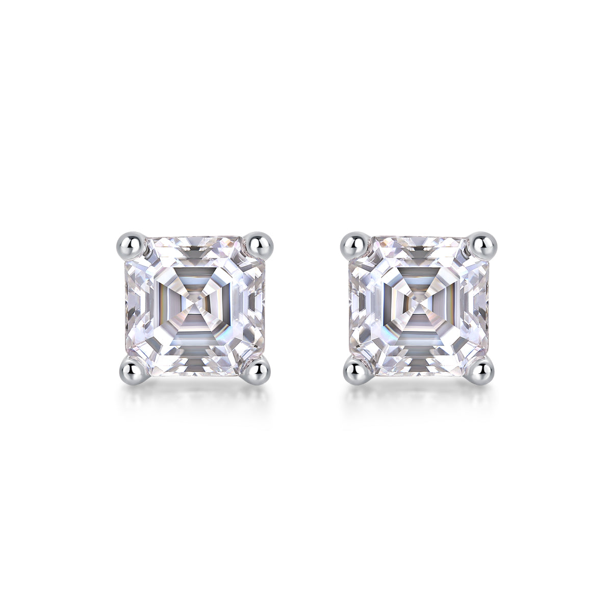 Square Moissanite Stud Earrings in S925 Sterling Silver