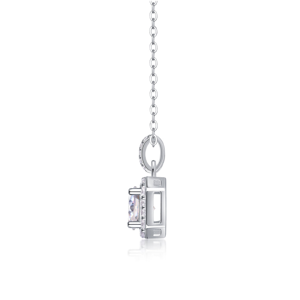 1-Carat Moissanite Solitaire Pendant Necklace in S925 Sterling Silver with Platinum Plating