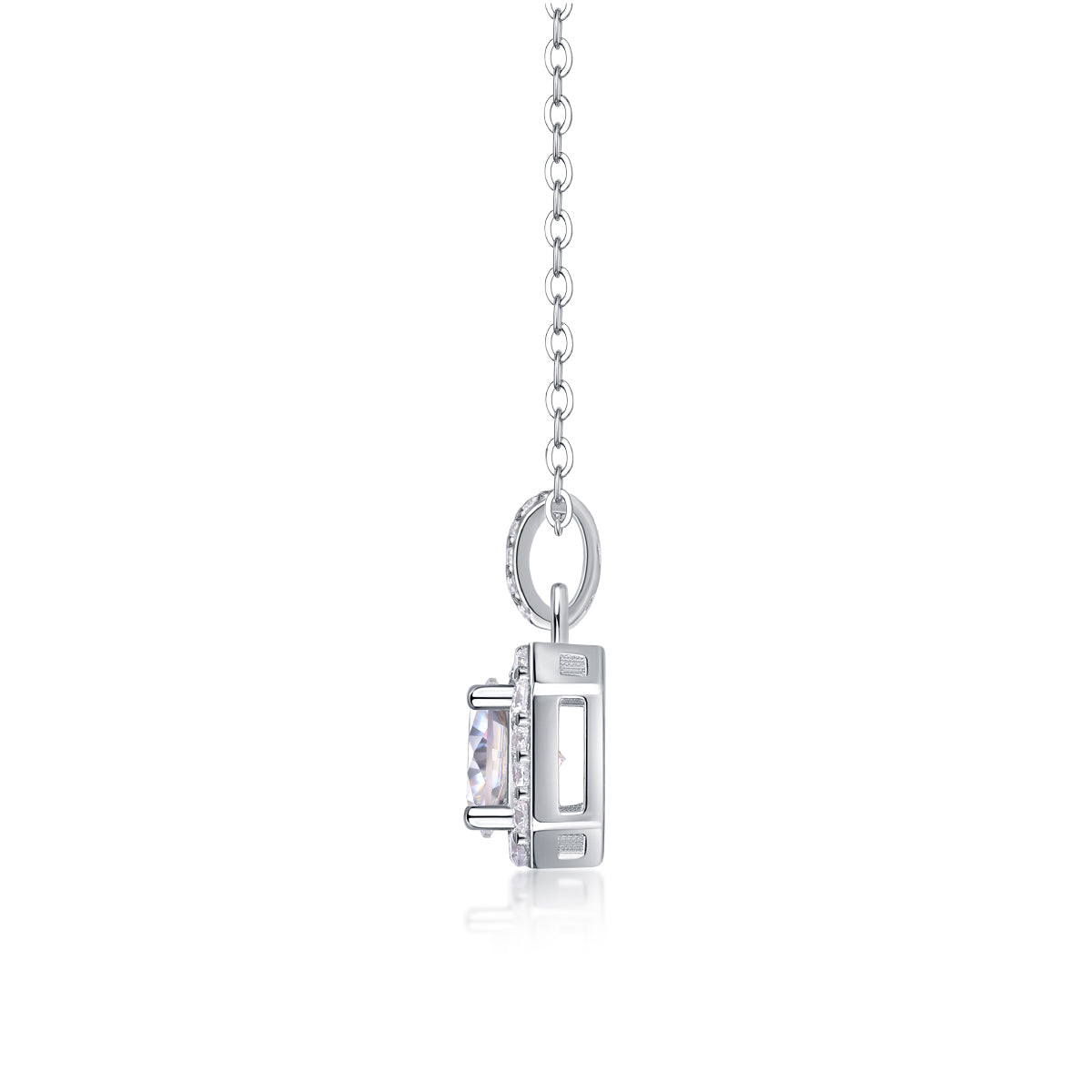 1-Carat Moissanite Solitaire Pendant Necklace in S925 Sterling Silver with Platinum Plating