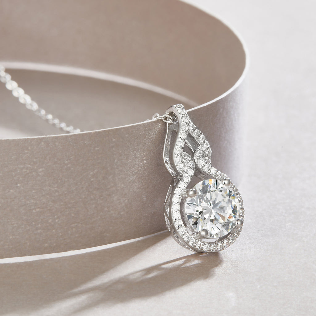2 Carat Moissanite Necklace - S925 Sterling Silver Platinum-Plated with Chain