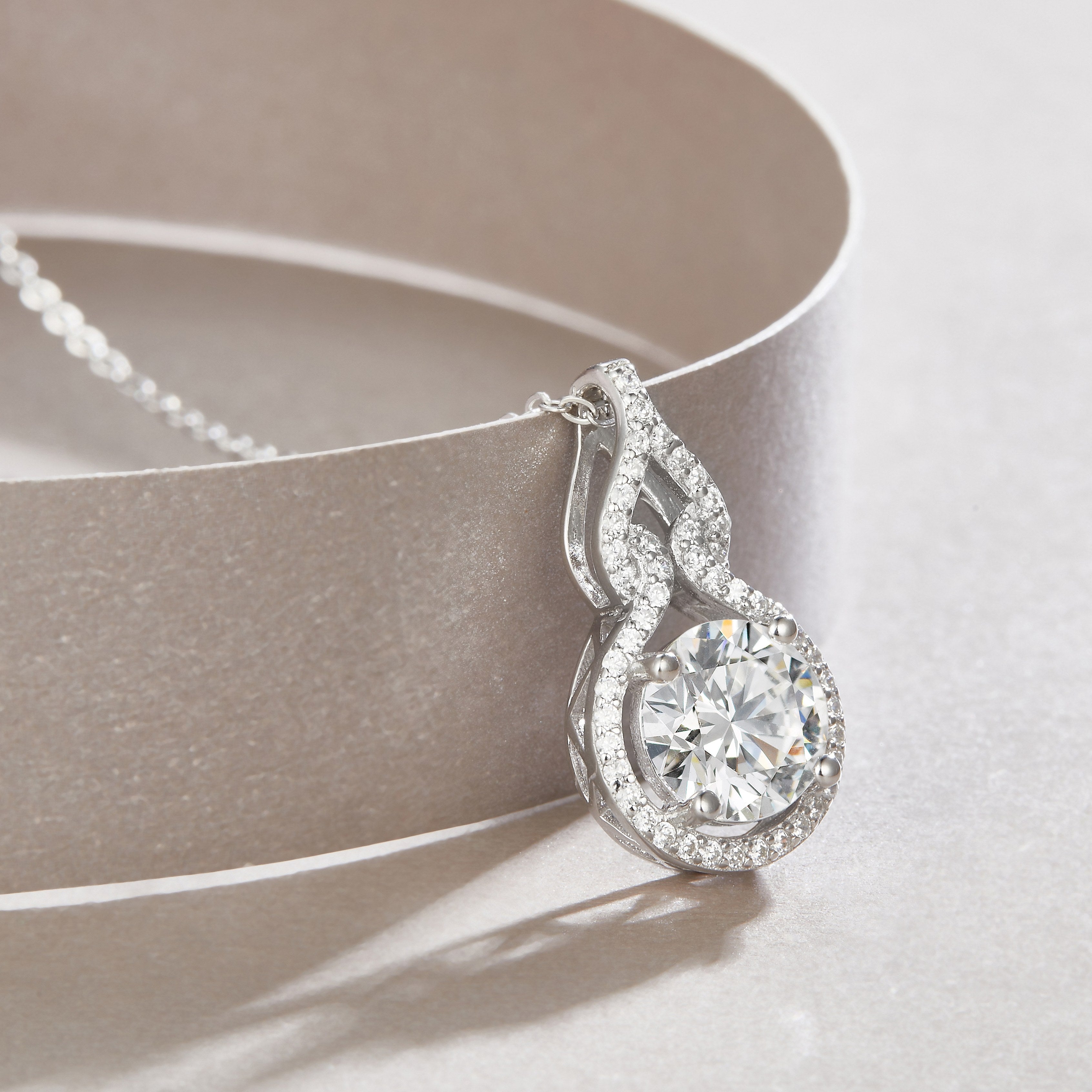 2 Carat Moissanite Necklace - S925 Sterling Silver Platinum-Plated with Chain