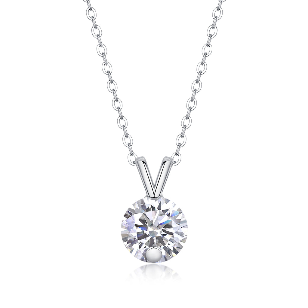 2-Carat Moissanite V-Shape Pendant in S925 Sterling Silver