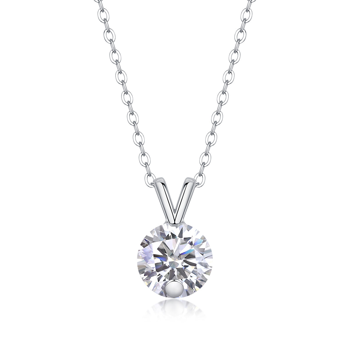 2-Carat Moissanite V-Shape Pendant in S925 Sterling Silver