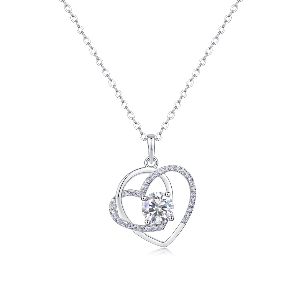 1 Carat Moissanite Interlocking Heart Necklace