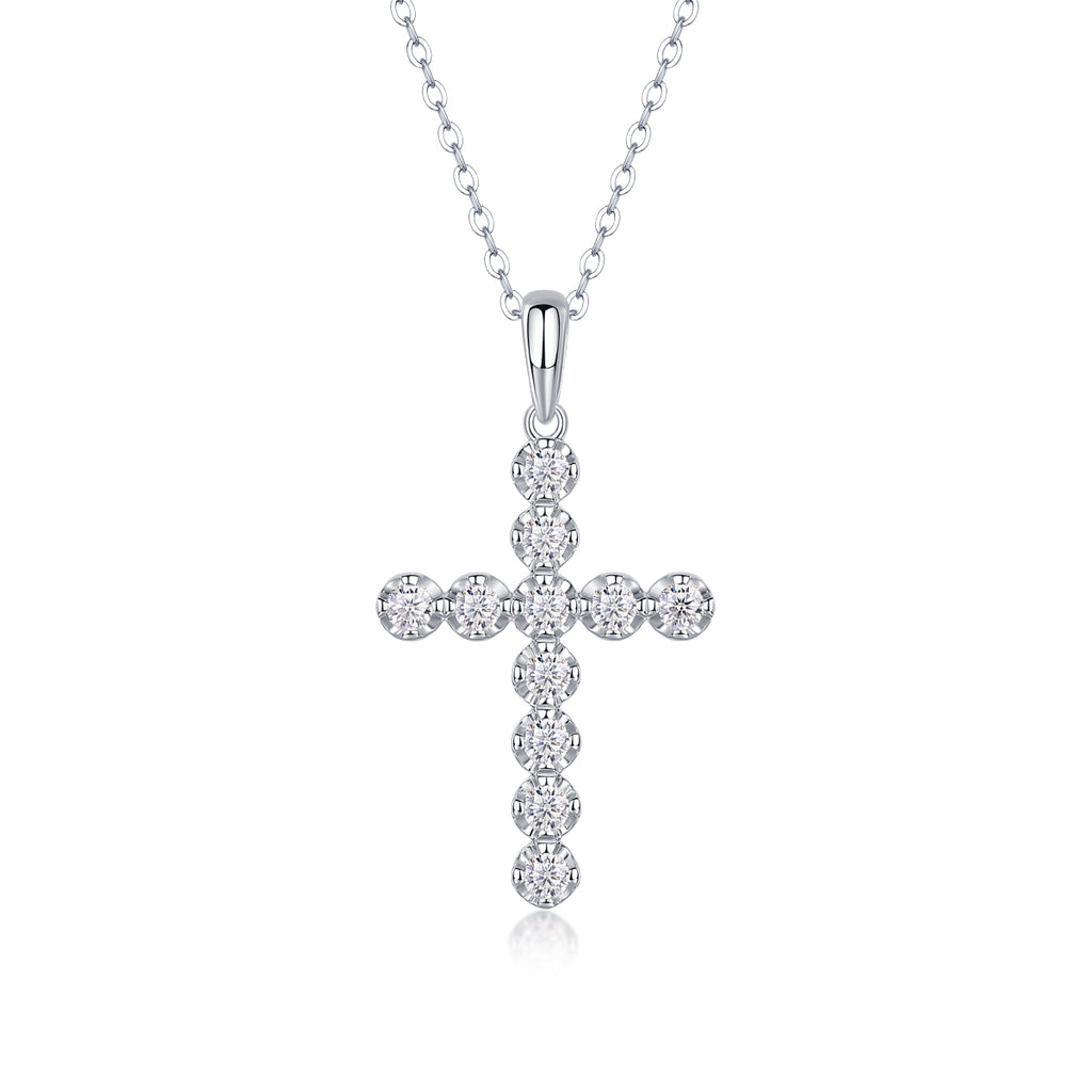 Cross Moissanite Necklace - S925 Sterling Silver with Chain (3 Colors)