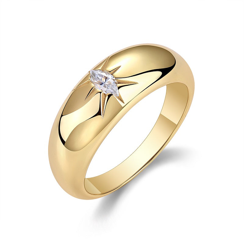 Eight-Prong Moissanite Solitaire Ring in S925 Sterling Silver