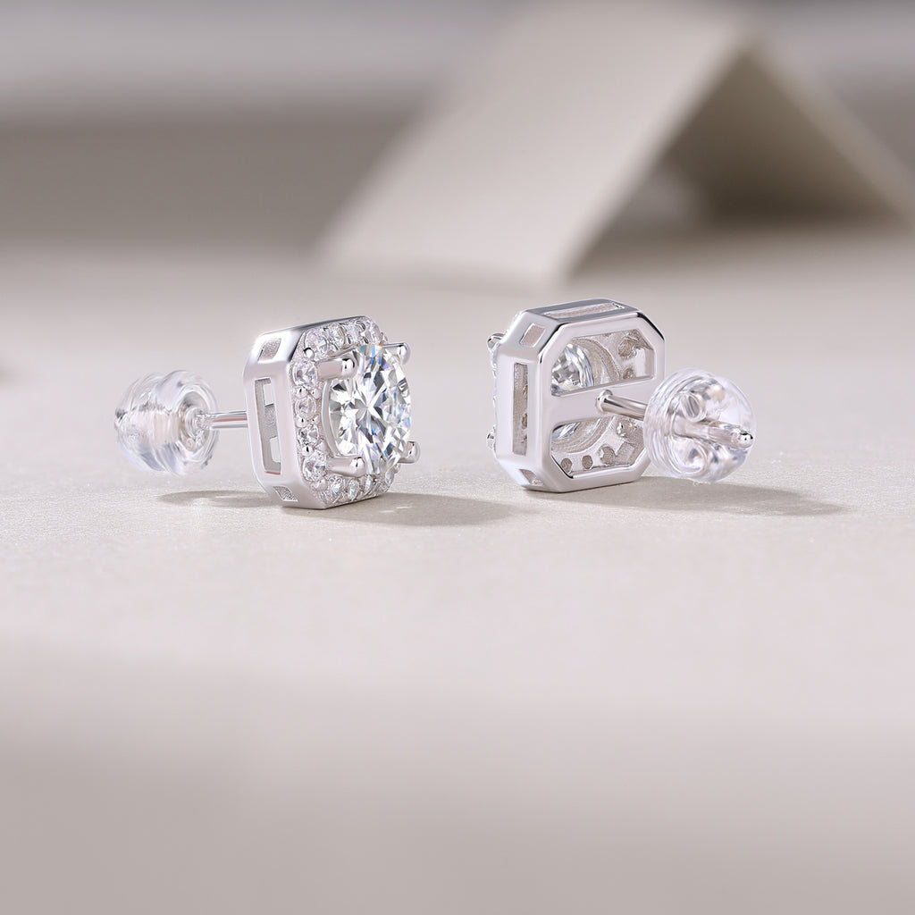 1 Carat Moissanite Heart Rose Stud Earrings
