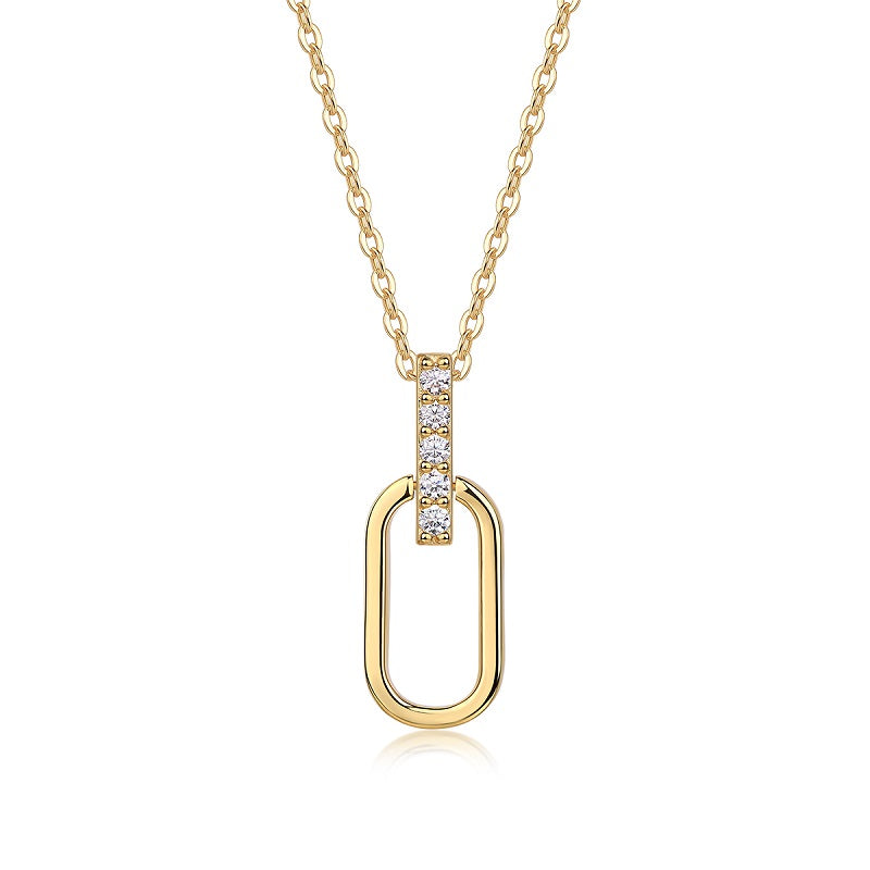 Geometric Moissanite Gold Plated Sterling Silver Necklace