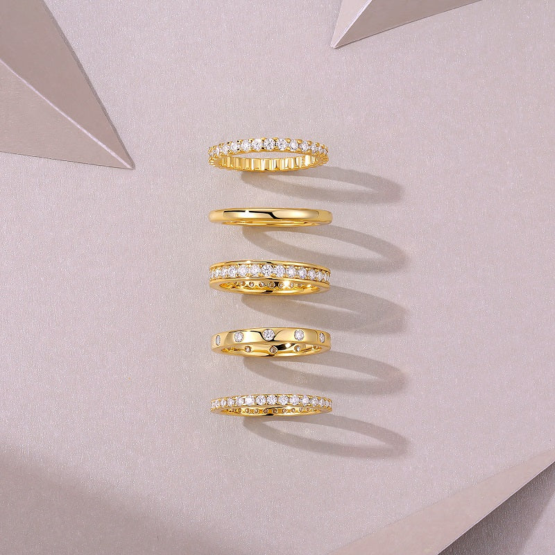 Moissanite Ring Set - 5 Piece Sterling Silver Collection