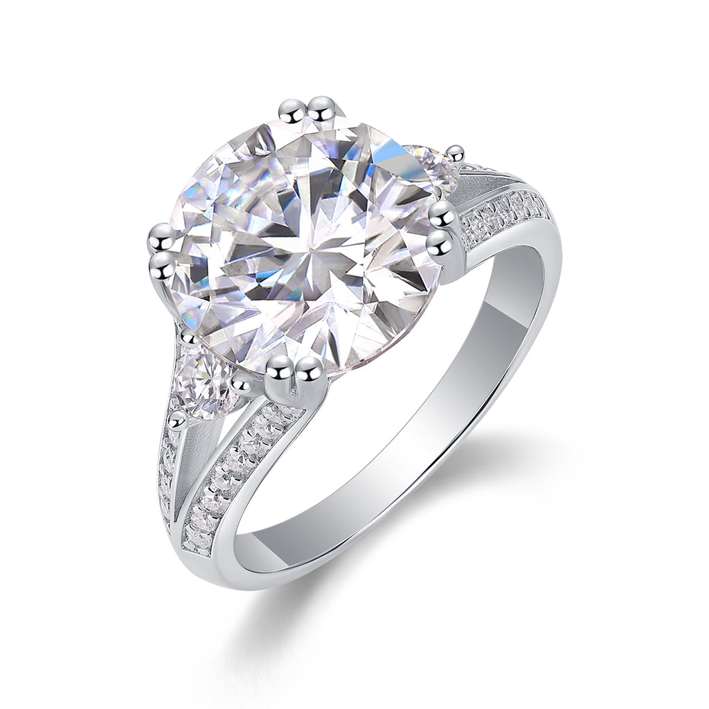 Elegant Radiance Moissanite Ring – 5-Carat S925 Sterling Silver, Platinum-Plated