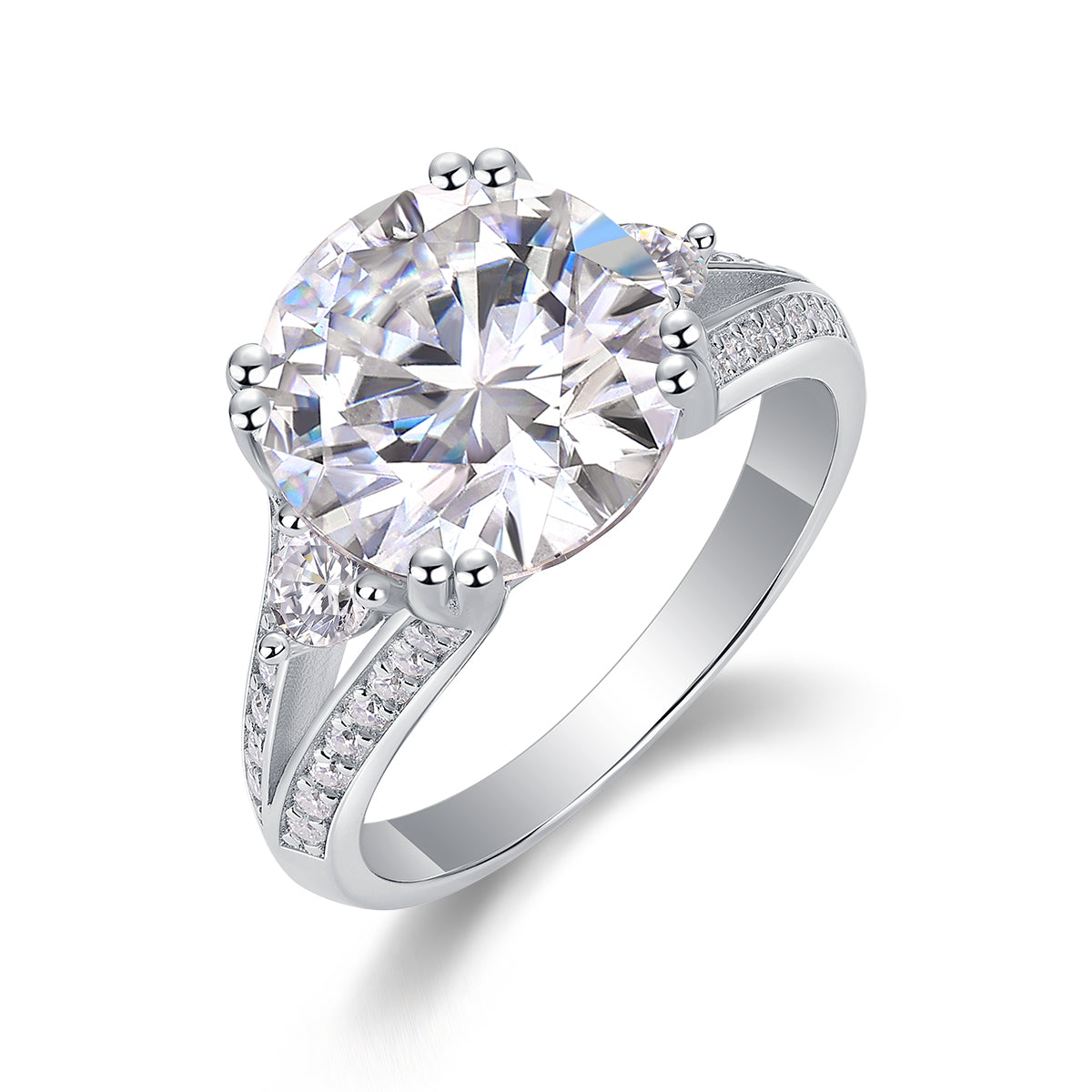 Elegant Radiance Moissanite Ring – 5-Carat S925 Sterling Silver, Platinum-Plated