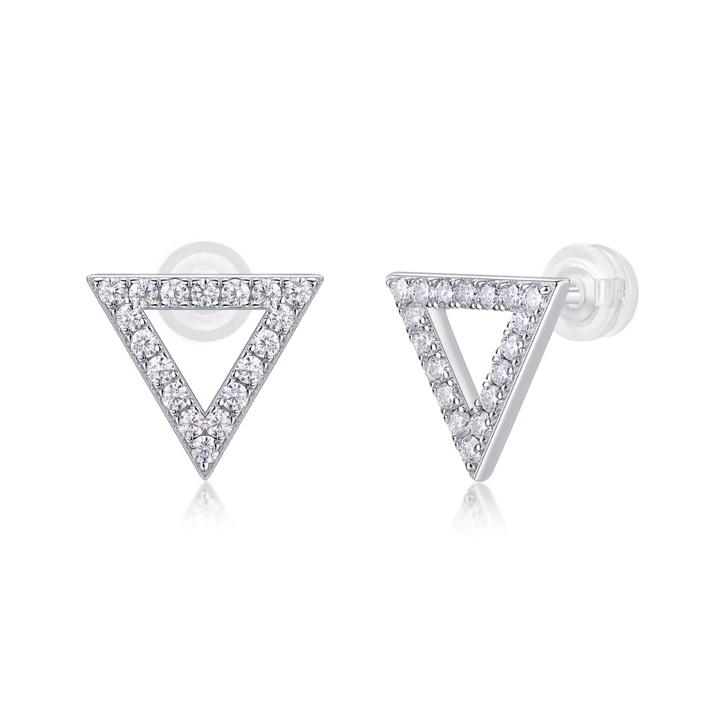 Moissanite Sterling Silver Earrings - Unique Design
