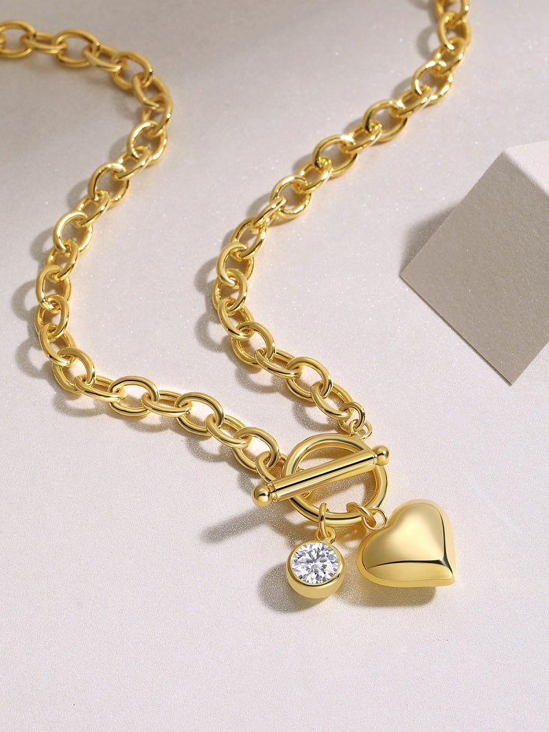 2 Carat Moissanite Heart Toggle Necklace