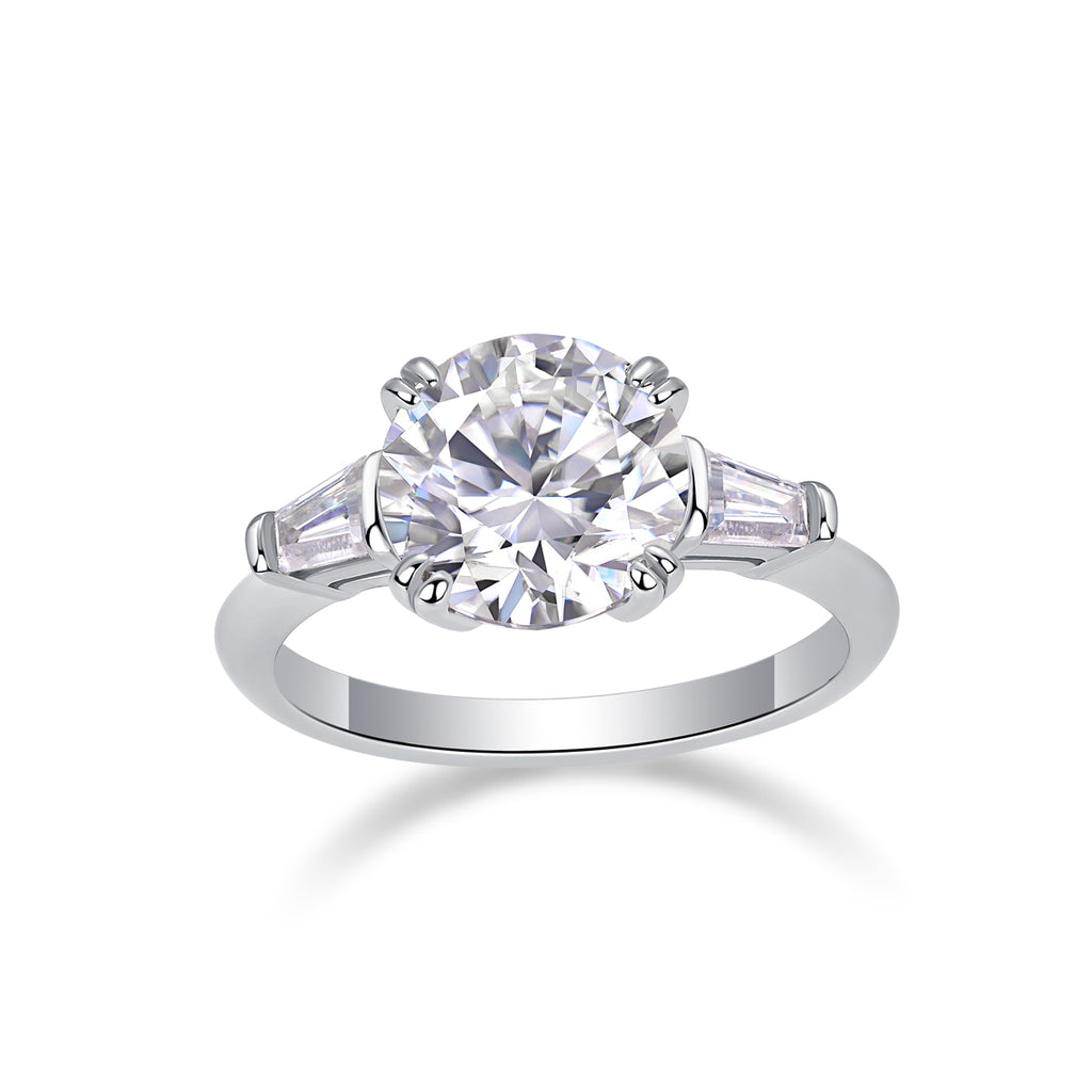 Shining Step by Step 3-Carat Moissanite Ring – S925 Sterling Silver with Platinum Plating
