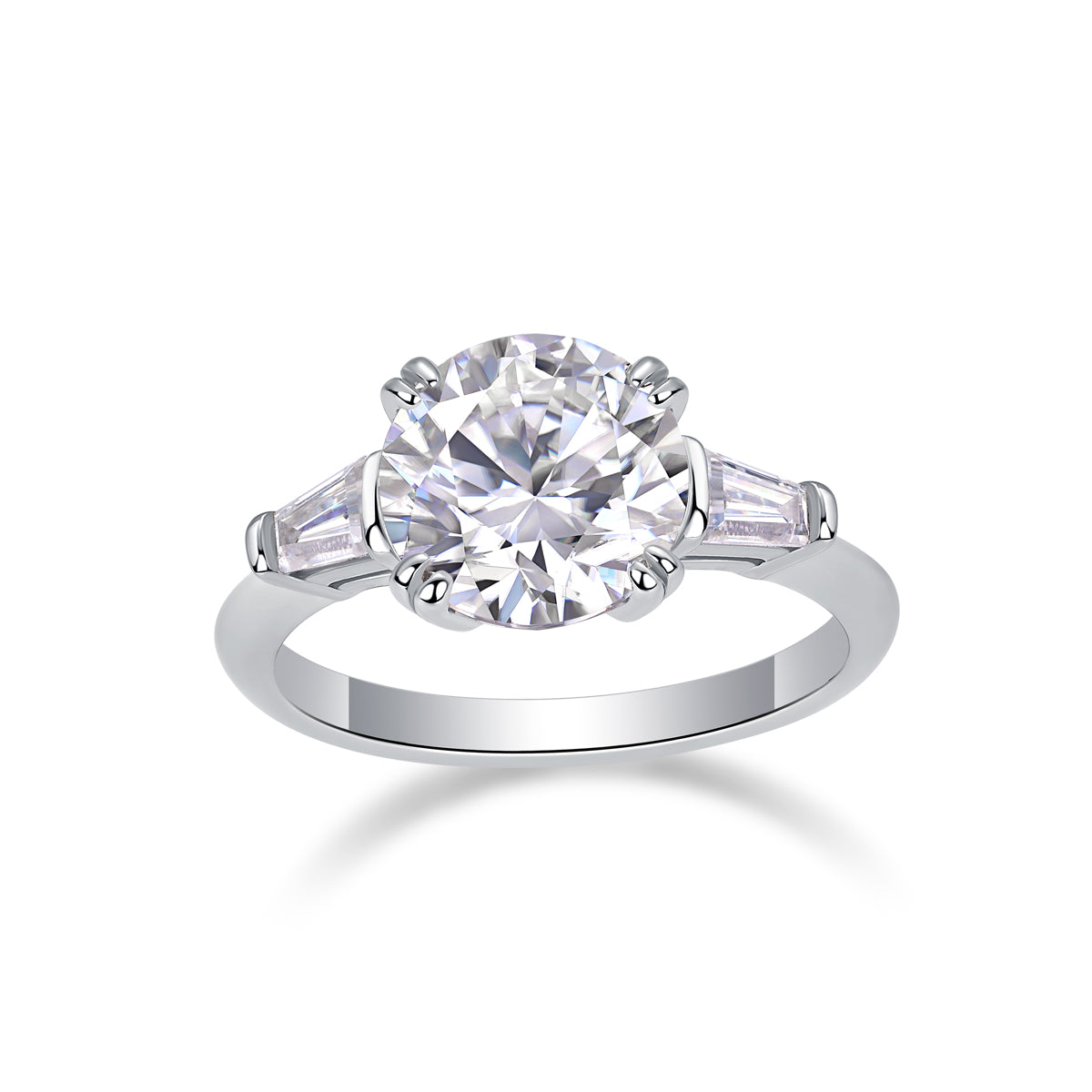 Shining Step by Step 3-Carat Moissanite Ring – S925 Sterling Silver with Platinum Plating