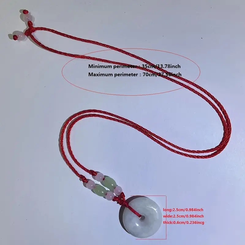 Jadeite Peace Donut Healing Stone Necklace