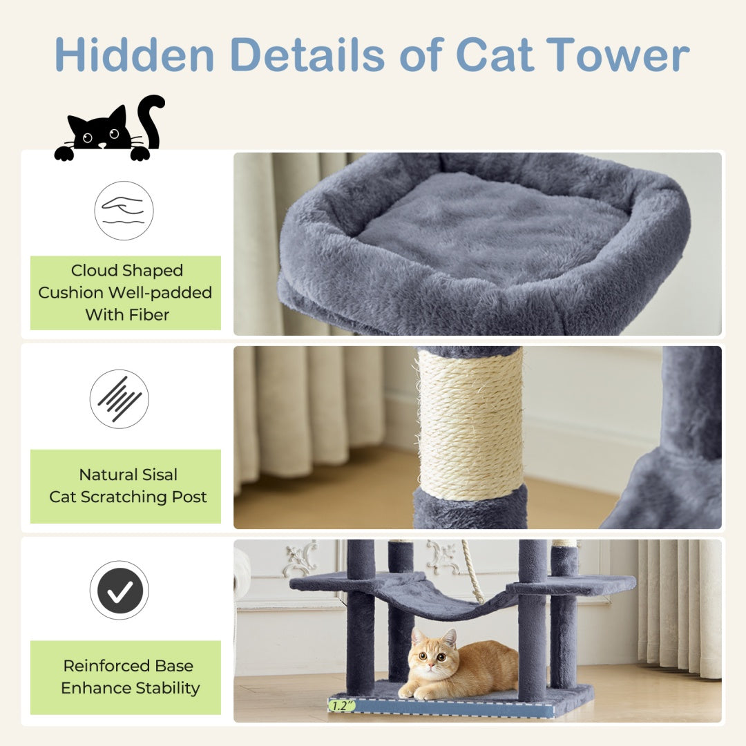 66" Multi-Level Cat Tree Tower with Condos and Scratching Posts