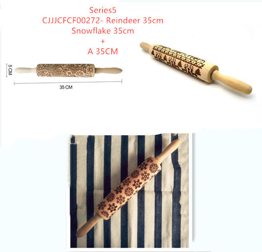 Embossed Holiday Rolling Pin - Various Designs and Sizes