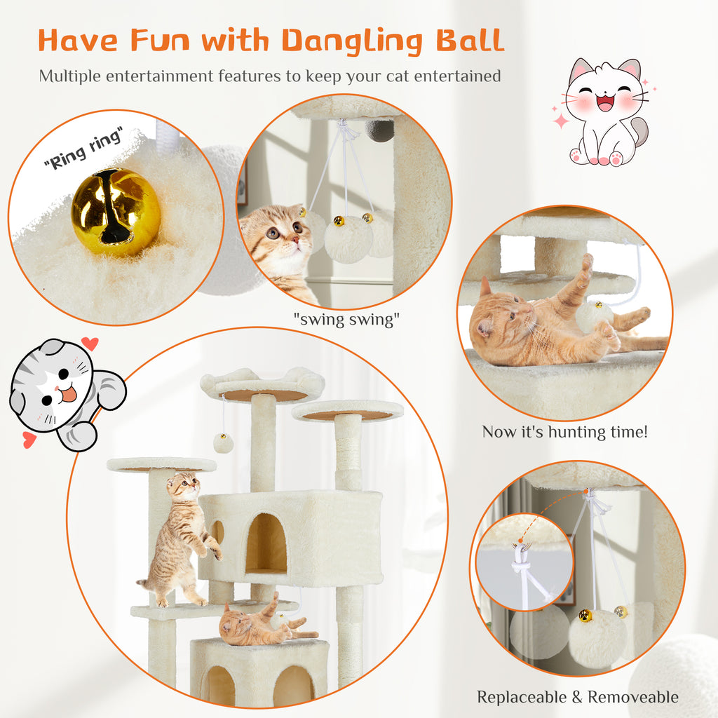 54" Multi-Level Cat Tree Tower with Scratching Posts